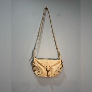 Cream Rebecca Minkoff Gold Grommet Shoulder Bag EUC